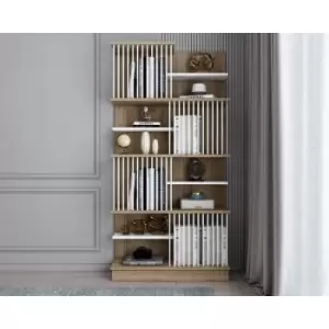 Arya Modern 4-tier Bookcase Bookshelf Shelving Unit Sapphire Oak White - Decorotika