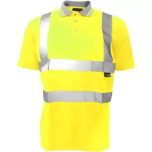 Warrior Mens Daytona Hi-Vis Short Sleeve Polo Shirt (3XL) (Fluorescent Yellow) - Fluorescent Yellow