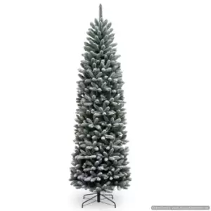 National Tree Company 6' Snowy Kingswood Fir Pencil Slim Hinged Christmas Tree