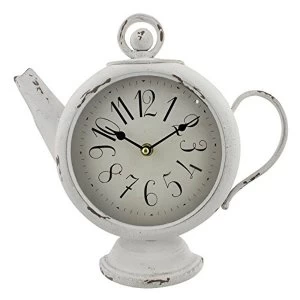 Hometime Teapot Shaped Mantel Clock - White