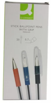 Q Connect Stick Ball Point Med Nib Blue - 20 Pack