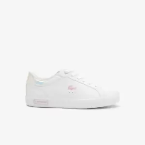 Juniors' Lacoste Powercourt Synthetic Trainers Size 4 UK Junior White