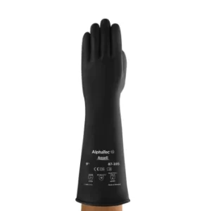 Chemical Resistant Gloves, Black Latex, Size 9