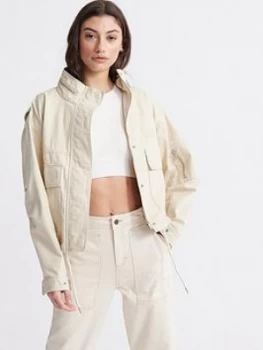 Superdry Bora Cropped Jacket - Beige, Size 16, Women