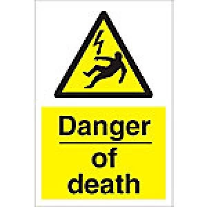Warning Sign Danger Of Death Fluted Board 60 x 40 cm