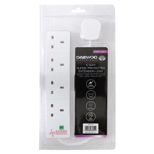 Daewoo 4-Way 1m Extension Lead with Surge Protection - White