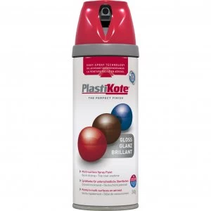 Plastikote Premium Gloss Aerosol Spray Paint Bright Red 400ml