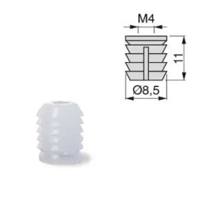Emuca Furniture Plastic Socket - Size M4 11 x 8.5mm, Pack of 30