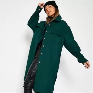 I Saw It First Faux Wool Belted Shacket - Green