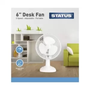 Status Portable 6" Desk Fan, White