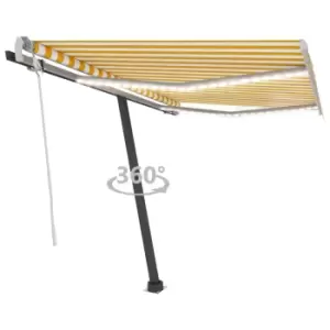 Vidaxl Manual Retractable Awning With LED 350X250 Cm Yellow And White