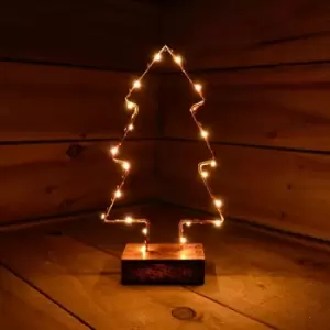 Festive - Battery Powered 22cm Mounted Copper Wire Christmas Tree with Warm White LEDs