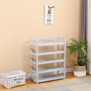 Grey Solid Pine Shoes Storage Cabinet,Footwear Rack,5 Tiers Shelf,63x26x83cm(WxDxH) - Grey