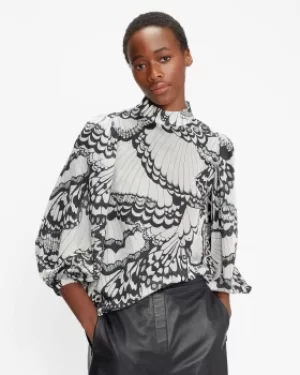 Ted Baker Butterfly Print Balloon Sleeve Top