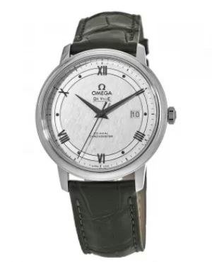 Omega De Ville Prestige Co-Axial 39.5mm Silver Patterned Dial Leather Strap Mens Watch 424.13.40.20.02.006 424.13.40.20.02.006