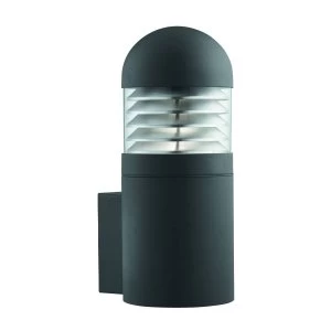 1 Light Outdoor Large Wall Light Black with Polycarbonate Shade IP44, E27