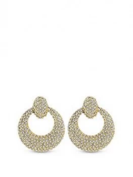 Mood Mood Gold Plated Crystal Pave Round Doorknocker Earring
