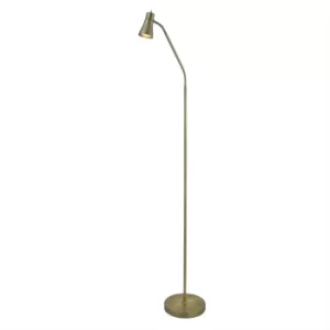 Fusion 1 Light Floor Lamp Antique Brass with Flexi Head, GU10