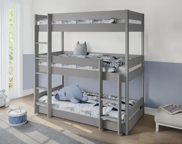 Home Detail Kennedy Kids Wooden Triple Bunk Bed Grey