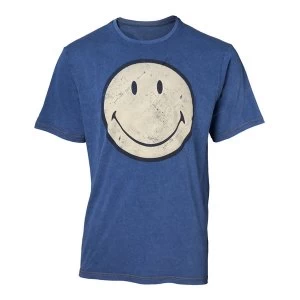 Smiley - Original Smiley Logo Faux Denim Mens Medium T-Shirt - Blue