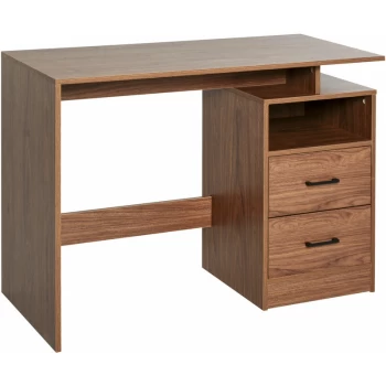 Homcom - Classic & Compact Table Desk w/ Shelf Drawers Writing Work Table Stylish Brown