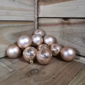 12 x 6cm Beige Christmas Baubles Gloss And Matte Tree Decorations