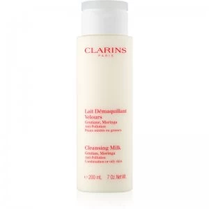 Clarins Cleansing Milk with Gentian, Moringa Anti-Pollution Cleansing Milk for Combination or Oily Skin 200ml