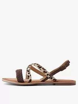 Pieces Pcvic Leather Flat Sandal - Warm Taupe