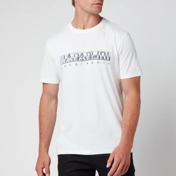 Napapijri Mens Sallar Logo T-Shirt - Bright White - M
