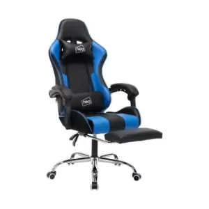 Neo Direct Blue Leather Gaming Racing Recliner Chair With Footrest