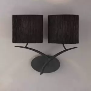 Eve wall light 2 bulbs E27, anthracite with Black oval lampshade