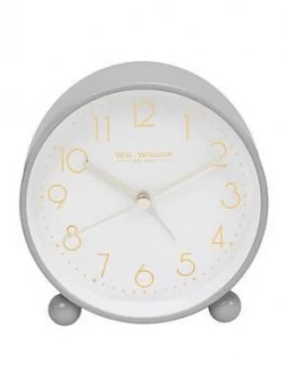 Grey Metal Alarm Clock With Gold Dial