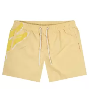 Lacoste 'Oversized Croc Print' Quick Dry Swim Shorts Yellow