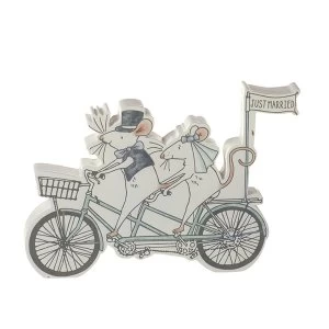 Just Married Mr & Mrs Mouse On Tandem Wedding Keepsake Gift Decoration By Heaven Sends