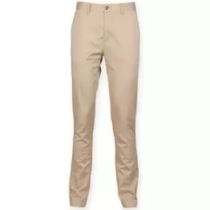 Front Row Mens Cotton Rich Stretch Chino Trousers (40L) (Stone)