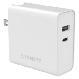 Cygnett PowerPlus 60W USB-C PD / 12W USB-A Charger with Travel Adaptors - White