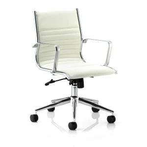 Sonix Ritz Executive Medium Back Chair With Arms Bonded Leather Ivory
