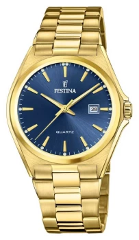 Festina F20555/4 Mens Blue Dial Gold PVD Plated Watch