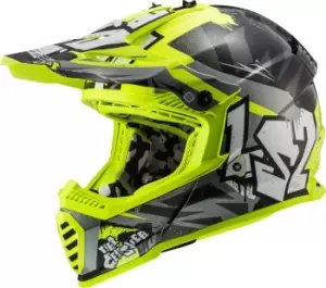 LS2 MX437 Fast Evo Crusher Motocross Helmet, black-yellow, Size S, black-yellow, Size S