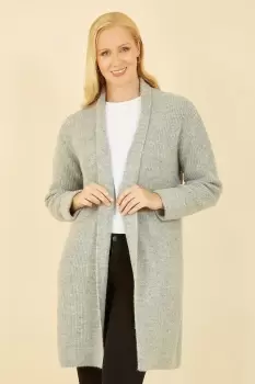 Grey Knitted Long Cardigan