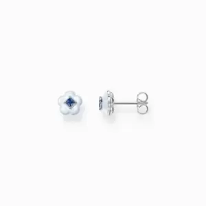 Charming Flower With Blue Stone Ear Studs H2269-496-1