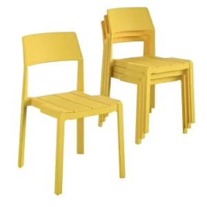 Chandler Stackable Dining Chairs Pack of 4, Yellow