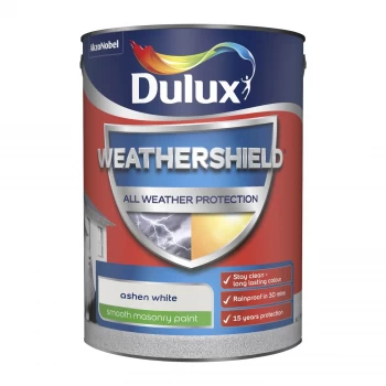 Dulux Weathershield All Weather Protection Ashen White Smooth Masonry Paint 5L