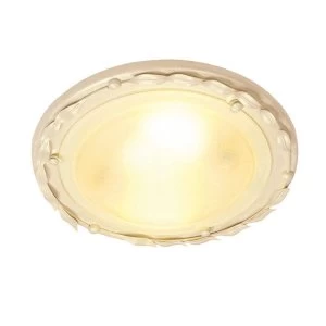 1 Light Flush Ceiling Light Gold, Ivory, E27