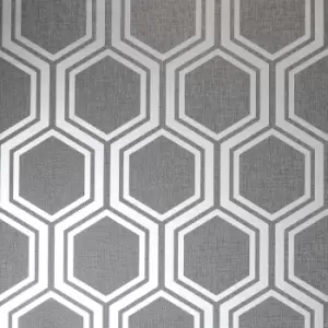 Arthouse Luxe Hexagon Gunmetal Silver Wallpaper 906601 - wilko