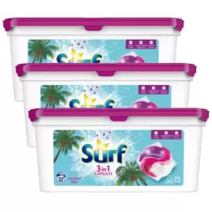 3 x Surf Coconut Bliss 3-in-1 32 Bio Detergent Capsule 679G