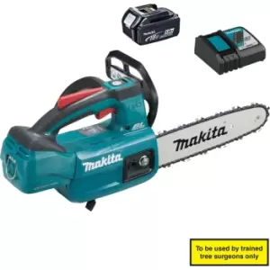 Makita DUC254 18v LXT Cordless Brushless Top Handled Chainsaw 1 x 5ah Li-ion Charger