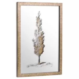 Antique Metallic Brass Mirrored Pine Wall Art