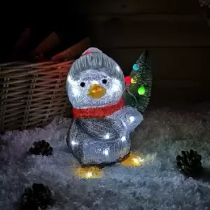 26cm LED Indoor Outdoor Battery Operated Acrylic Christmas Penguin-White hat