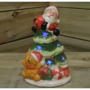 21cm Porcelain Colour Change Light Up Christmas Tree With Santa